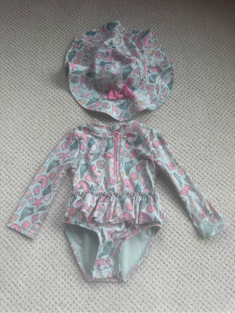 Flapdoodles Mint and Pink Floral Swim Suit (18 months)